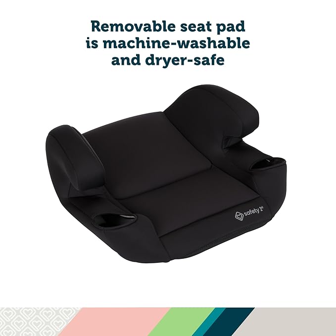 Safety 1st Comfort Ride Lite Booster Car Seat, 2-Pack, Lightweight Backless Booster Seat, Machine Washable, Dishwasher Safe Cup Holders, USA-Made, Fits Kids 40-100 lbs, 43.4-57", Pure Black