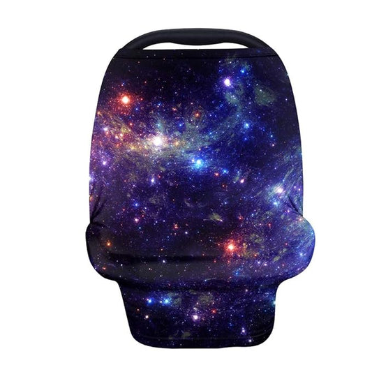 JEOCODY Galaxy Space Stars Print Multi Use Cover Soft Nursing Cover Elastic Carseat Canopy Stroller Cover Shopping Cart Cover