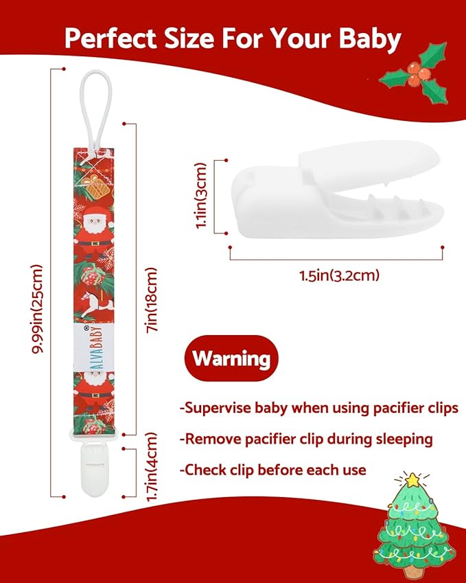 ALVABABY Christmas Paci Clips for Neutral 8 Pack Binky Paci Holder Leashes for Teethers 8DBP03A