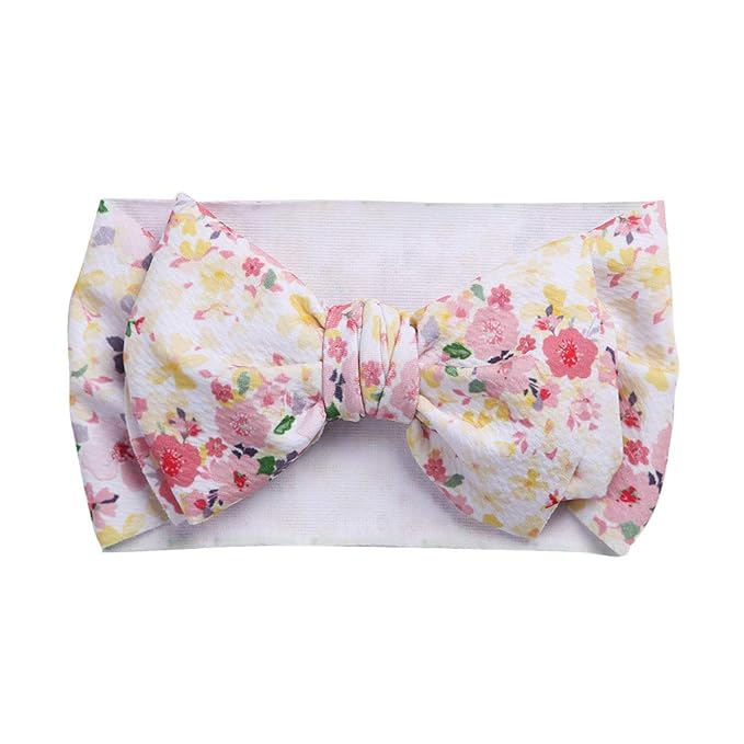 KIDOCHEESE Big Bows Hairbands, Soft Polyester & Nylon Hairband with Large Bows for Baby Girls Newborn Infant Toddlers Kids, 10 Colors in 1 Package