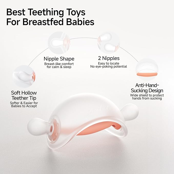 Garkoko Baby Teething Toys for Teething Relief, Silicone No-Drop Baby Teether Toys for 3-6 & 6-18 Months, BPA-Free Infant Chew Toy