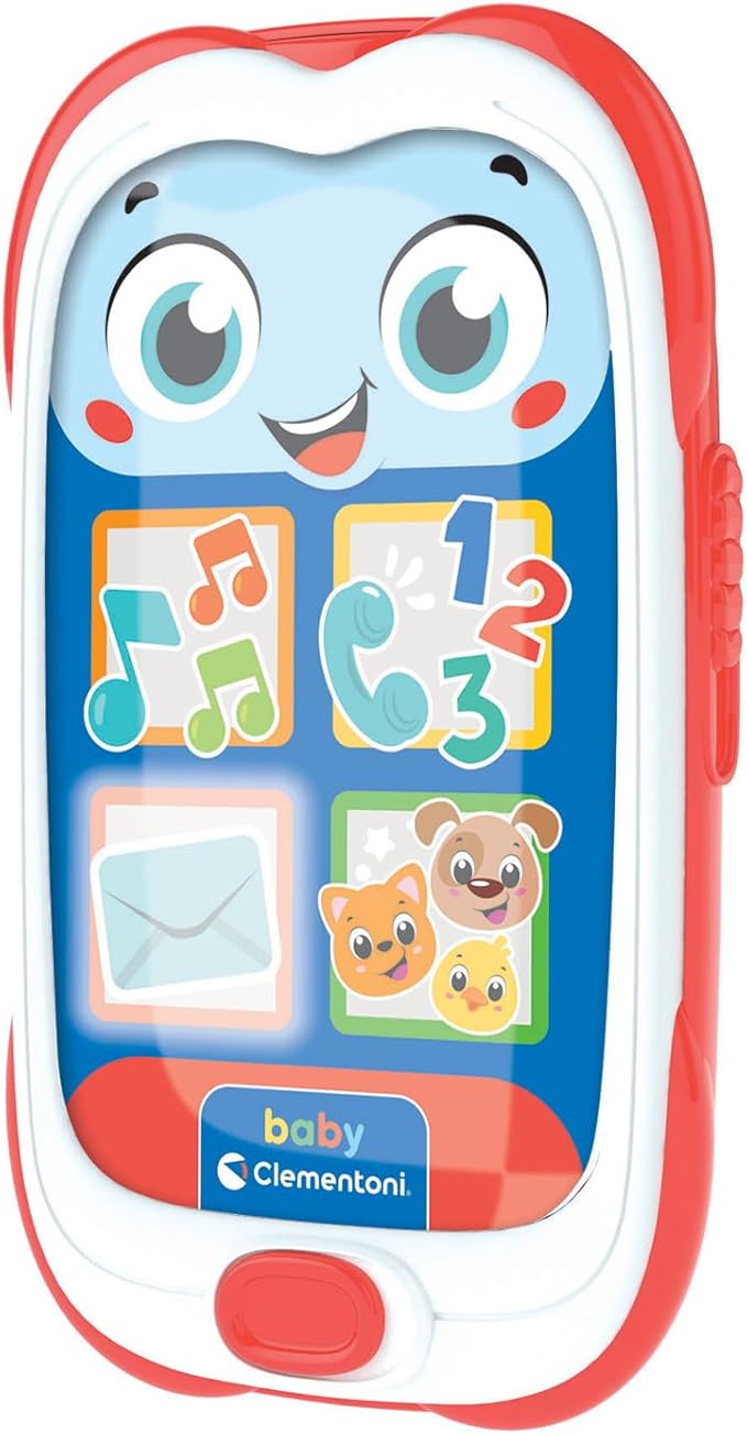 Clementoni Baby Smartphone Red – First Toy Phone for Children 6 Months, Mobile Game, Musical, Interactive Electronic Gift Talking, Lights and Sounds, Early Childhood Fake Phone, 17930