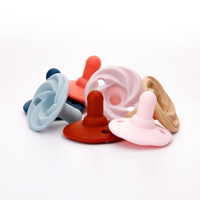 Doddle & Co. Holland Pop Pacifier, Natural Shape, 100% Silicone (Peach/Rust, 3+ Months)