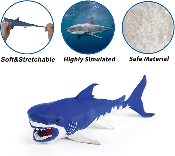 10 Pack Shark Toys,8" Soft and Stretchy Realistic Shark Toy Set,Floating Bathtub Toys and Birthday Party Favors for Boys Girls Kids