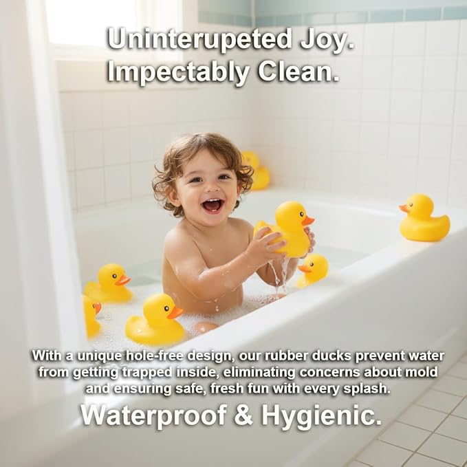 Waterproof No Squeak No Hole No Bebe Noise Kalafona 2 Pcs 3.2 Inch Rubber Funny Yellow Ducky Duck Bath Pool Toy Without Hole for Kid Shower Bathtub Toy Birthday Party Decor Cake Topper in Bulk