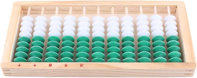 9-Bead 11 Column Abacus Counting Frame for Kids Math Education Wooden Framed Green White Color