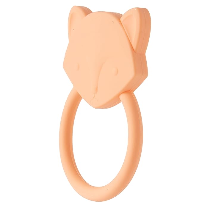C.R. Gibson 100% Food Grade Silicone Fox Baby Teether for Infants, 2.75" x 4.25", Multicolor