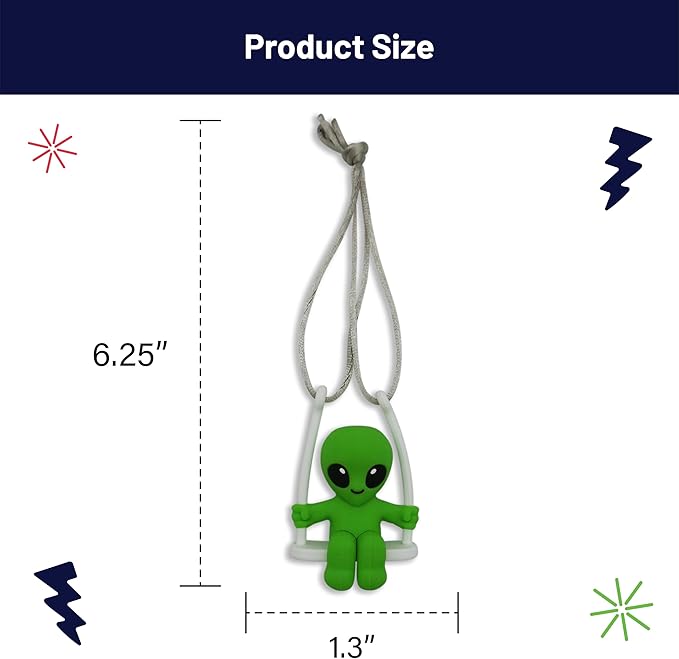 Funny Hanging Mirror Swing – Quirky and Unique Decor for Car Rearview Mirror, Bedroom or Living Room - Alien