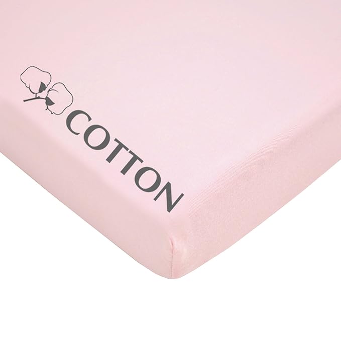 American Baby Company 100% Natural Cotton Fitted Pack and Play Sheet 39" x 27" - Soft & Breathable Pack N Play Sheet for Playpen, Playard & Mini Crib Mattress, Baby Pink, for Boys & Girls