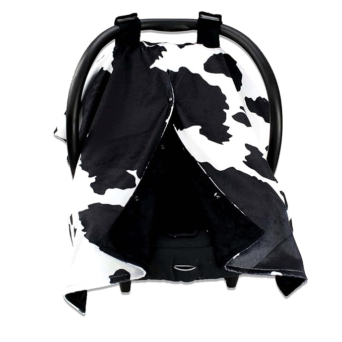 Dear Baby Gear Car Seat Cover for Boys & Girls - Baby Carseat Canopy w/Snap Opening - Infant Seat Cover - Stroller & Nursing Covers - Newborn Carrier Canopy - 40x30 (Black and White Holstein Cow)