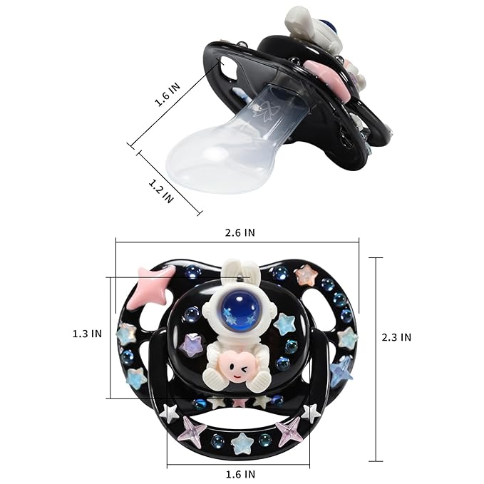 CutiePlusU Adult Size Pacifier DIY Big Shield Pacifier - Black