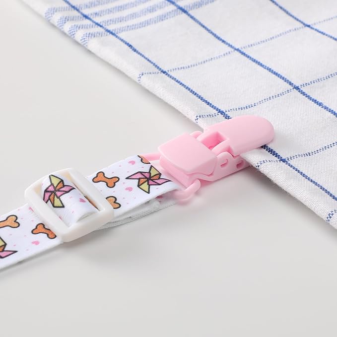 Cute Adult Pacifier Clips: Pacifier Holder Clip with Convenient Hook Loop - Bad Rock Bunny & Rabbit Windmill Puppy - 17 Inch Long 3 Pack Set