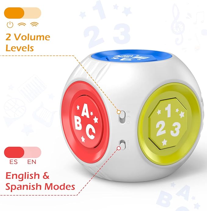 Talkfun Educational Toys for 1 Year Old Boy Girl, Learning Cube Musical Baby Toy 6-12-18 Month, Bilingual Birthday Gift for 1 Year Old Boy Girl