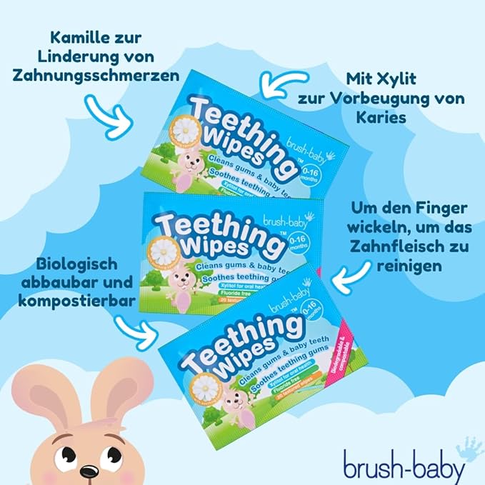 Teething Relief Finger Sleeve Wipes with Camomile - 20 Sleeves