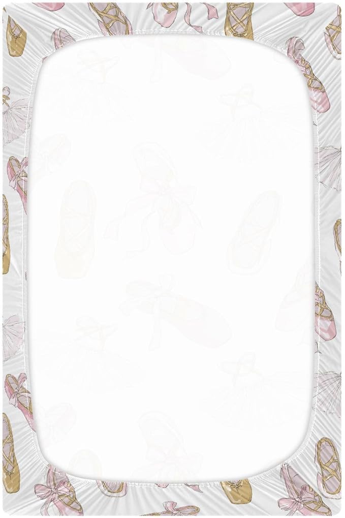 Baby Crib Sheet Ballet Shoes Ballerina Crib Mattress for Boys and Girls Playard Sheet Soft Breathable Fitted Baby Mattress Cover 52x28in