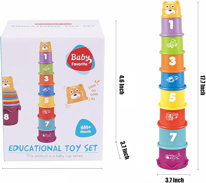 Baby Stacking Nesting Cups Toys, Baby Toys 6 to 12 Months, Montessori Toys for Toddler Gifts 1 Year Old