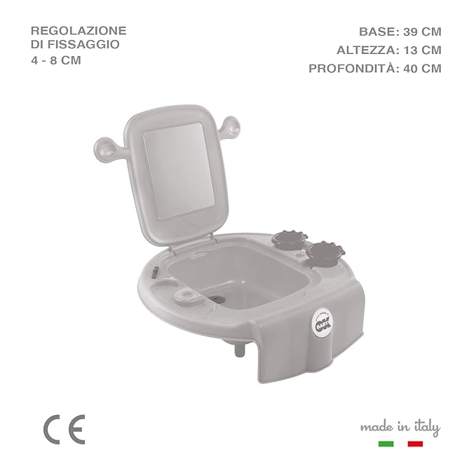 OKBABY Space Children's Wash Basin Helps Your Child Experience Hygiene with Fun - Dimensions 39 x 13 x 40 cm - Grey
