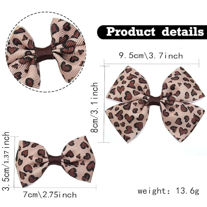 Leopard Hair Bow Clip for Women Girls Baby Leopard Bow Clip Cheetah Print Bowknot Hair Clips Costume Accessories 3 Pack TSFJ76