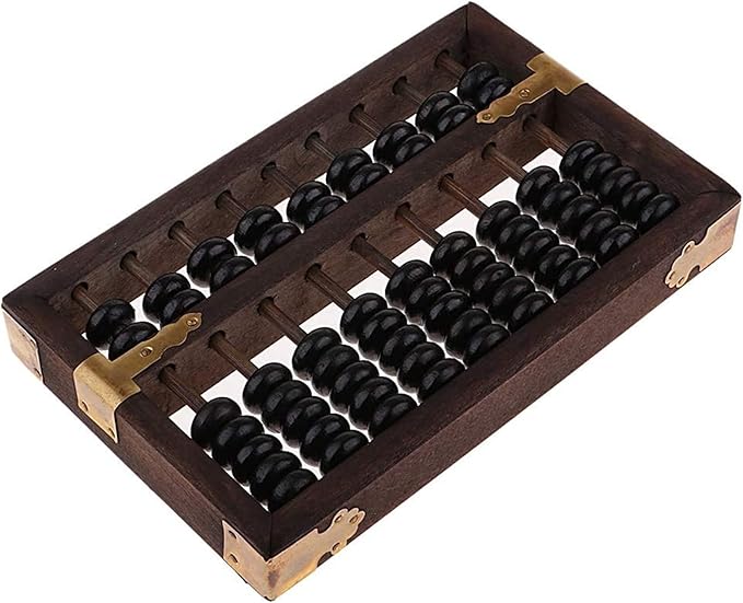 Chinese Abacus with Vintage Leather Box,Classic Wooden Abacus 9 Column Bead Arithmetic Abacus with Classic Calculator Counting Gifts Collectibles Abacus Gift for Adults