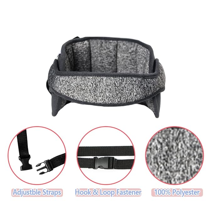 KAKIBLIN Baby Car Seat Head Support,Baby Head Support for Car Seat Stroller, Safety Car Seat Neck Relief Strap Headrest,Slumber Sling Sleep Holder Belt for Toddler Infants Child Children Kids(Gray)