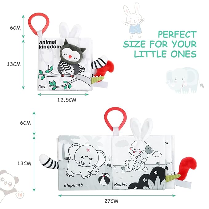 Vicloon Cloth Books, 3D Touch and Feel High Contrast Cloth Book, Baby Books Toys for Baby 0-12 Months, Soft Sensory Crinkle Book for Infants Toddler, Newborns Shower (Forest)