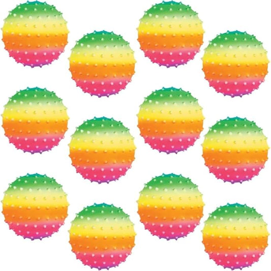 Fun Express 5" Rainbow Spike Balls – Vibrant Educational Toys for Kids Ideal for Sensory Play – Learning Activities Hand-Eye Coordination and Motor Skill Development – Assorted Colors – 12 Pieces