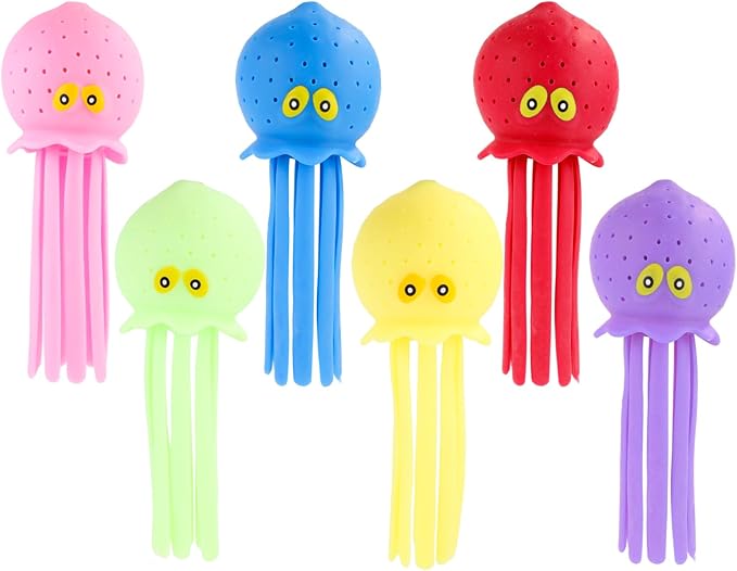 6pcs Octopus Water Balls, Funny Octopus Floating Pool Toys Novelty Sensory Squeeze Water Bomb Splash Balls Summer Swimming Pool Bath Toy for Kids (6 Colors)