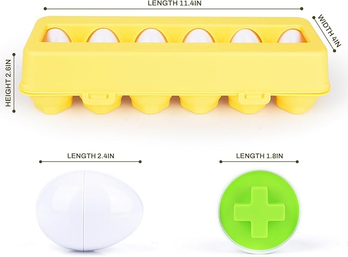 Matching Eggs - Color & Shape Recoginition Sorting Puzzle Toys for Toddlers 1-3, Easter Travel Game Early Learning Educational Fine Motor Skill Montessori Gift for Year Old Kids Baby Toddler Boy Girl
