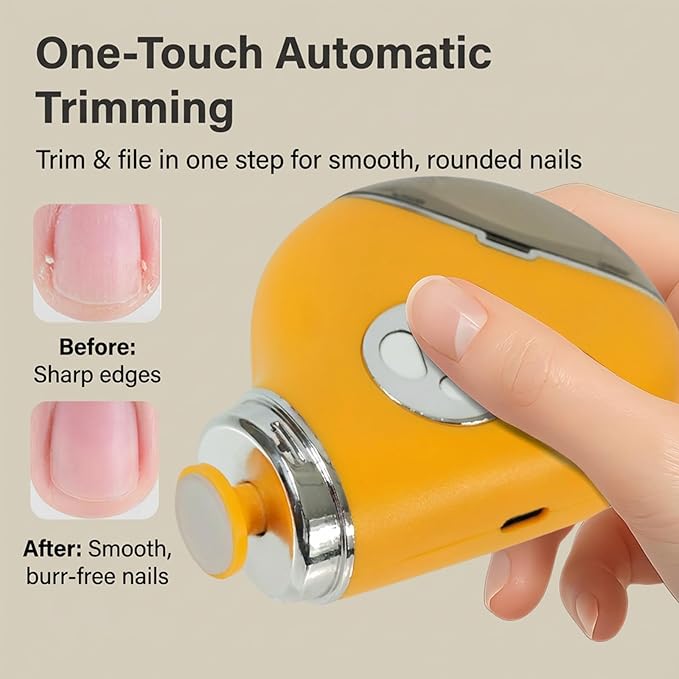 Electric Nail Clippers & Polisher - Safe Automatic 2-in-1 Fingernail Trimmer & File with LED Light, 3 Speeds, USB Rechargeable, Built-in Nail-Chip Storage for Kids & Seniors & Nail Art, Blue