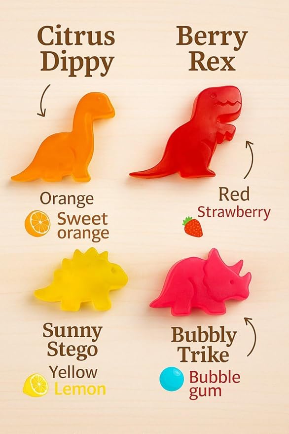 Kids Soap Bars (Set of 4) – Handmade Natural Dinosaur Shaped Soap for Children – Gentle Bath Soap for Sensitive Skin – Fun Gift for Kids with Bonus Dino Tattoos – Handmade in USA