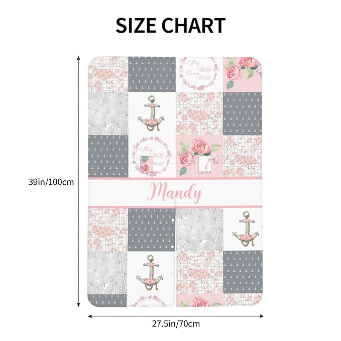 Personalized Baby Car Seat Canopy for Babies with Name, Custom Car Seat Covers for Girls, Floral Anchor Nursing Breastfeeding Stroller Cover Infant Carseat Canopies for Newborn