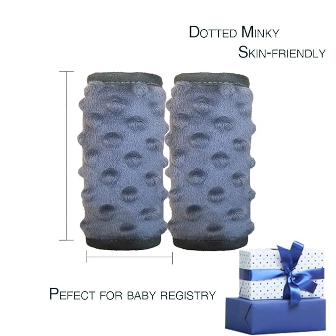 DODO NICI car seat Strap Cover for Baby, seat Belt Cover Cushion, Belt Pads fit Baby Carrier/Pushchair/Stroller, Cozy Peace Dotted Minky, Solid Grey
