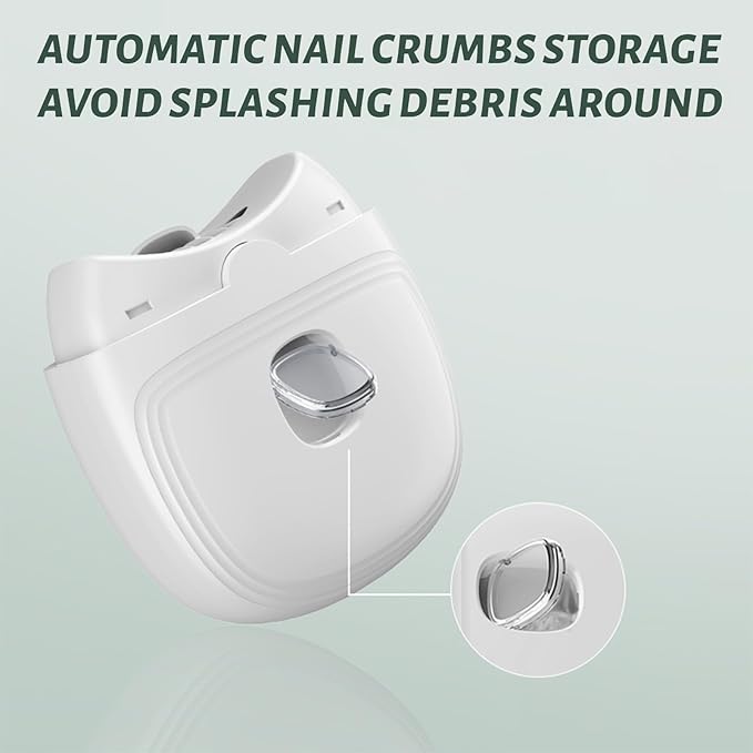 Electric Nail Clipper, Automatic Electric Baby Nail Clippers, Adjustable 2 Speed Levels Nail Clippers, Protable Electric Nail Trimmer with Light & Silent for Seniors Kids Children Adults (A-White)