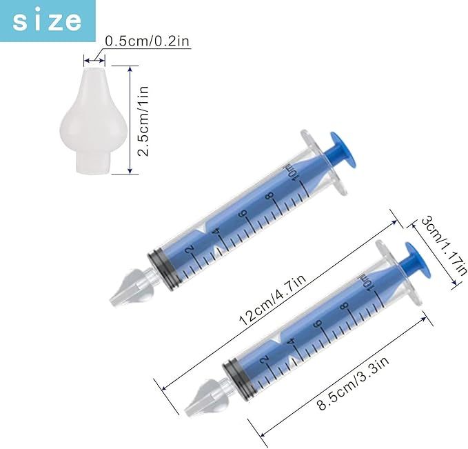 Silicone Baby Nasal Aspirator,Syringe Nasal Irrigator,10ml Nasal Irrigator Portable Infant Nose Cleaner Nose Aspirator with Cleanable (Blue)