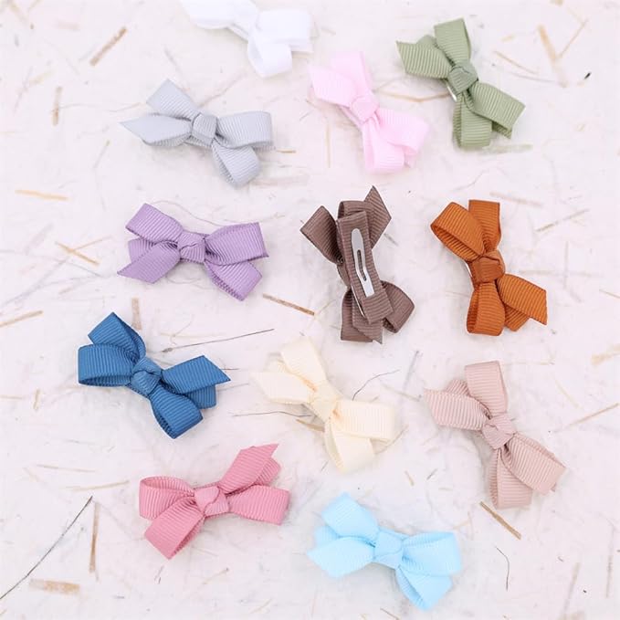 12 PCS Baby Bow Bangs Hair Clips Tiny Snap Clip for Infant Toddler Girl Mini Grosgrain Ribbon Hair Bow Barrettes Girls Hair Accessories (1.75" jojo bow Macaroon 12 PCS)