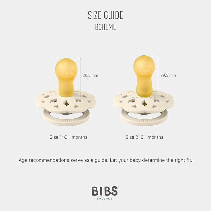 BIBS Pacifiers - Boheme Collection | BPA-Free Baby Pacifier | Made in Denmark | Set of 2 Woodchuck/Blush Color Premium Soothers | Size 6-18 Months