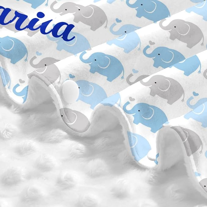 Personalized Cute Baby Elephant Baby Car Seat Canopy for Babies with Name, Car Seat Covers for Boys Girls, Peekaboo Opening Minky Nursing Breastfeeding Cover Infant Stroller Canopies for Newborn