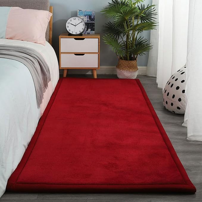 Play Crawling mat for Nursery Baby, Extra Soft Activity Floor Mat for Kids Playroom Bedroom- burgundy-150 * 180cm