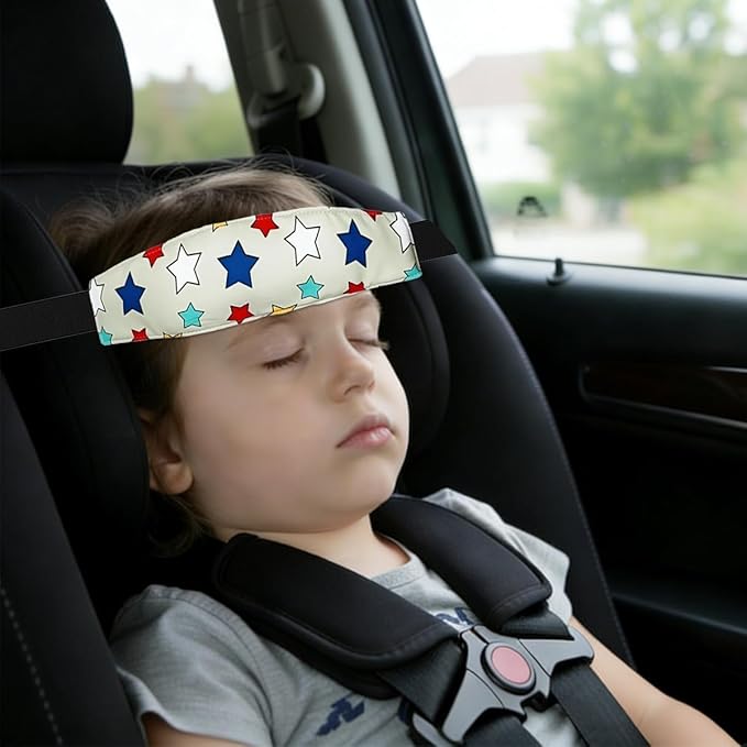 3PCS Head Support Band for Stroller Car Seat Adjustable Neck Relief Strap Headrest for Sleeping Traveling Slumber Positioner for Toddler Kids Child Baby Infant(Grey-Star,Fish Bone,Wave)