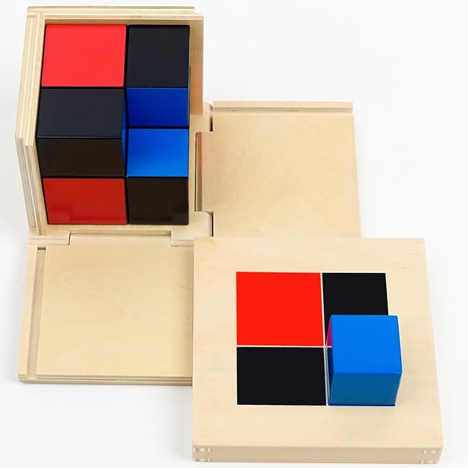 Hidoggy Montessori Binomial Cube, Montessori Sensorial Learning Materials Math Toy for Toddlers, Kids
