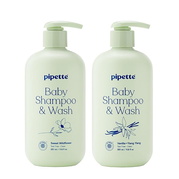 Pipette Baby Scented Shampoo + Wash Discovery Duo, Pack of 2, Includes Sweet Wildflower and Vanilla + Ylang Ylang Scents, Gentle Tear-Free Newborn Baby Bath Essentials, Non-Toxic and Hypoallergenic