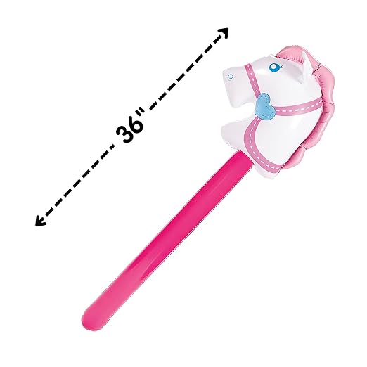 Fun Express Pony on a Stick Blow Up Horse Toy - Gift and Cowgirl Party Supplies