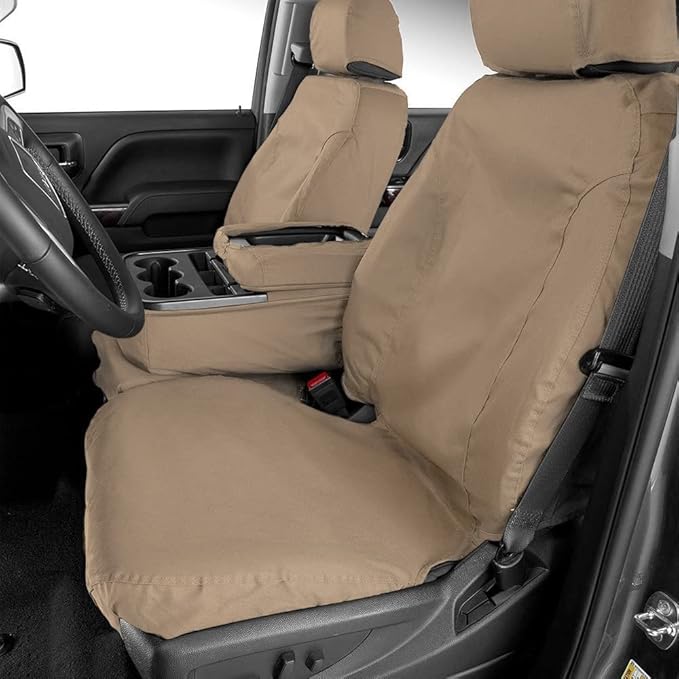 Covercraft Custom-Fit Front Bucket SeatSaver Seat Covers - Polycotton Fabric, Taupe