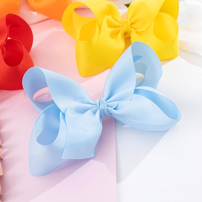 Oaoleer 20PCS 8 Inch Hair Bows for Girls Grosgrain Ribbon Toddler Hair Accessories with Alligator Clips for Toddlers Baby Girls Kids Teens in Pairs