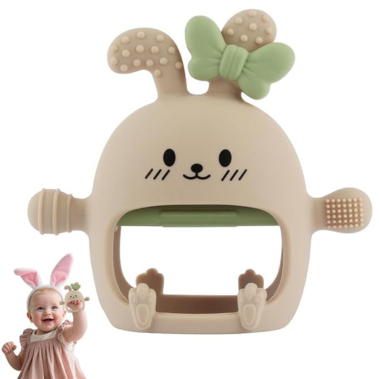 Chuya Bunny Baby Teether Toys,Teething Relief Textured Rabbits Silicone Chew Toys for 0-6 6-12 12-24 Months Baby Soothe Sore Gums BPA Free Easter Gifts
