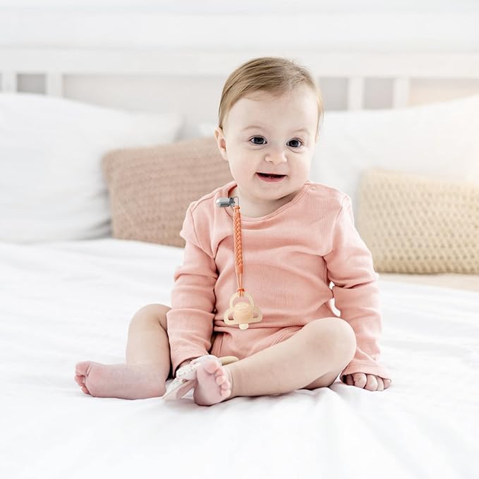 Silicone Pacifier Clips for Baby Boys and Girls, Woven Rope Flexible Design, Pacifier Holders for Teething Relief and Baby Essentials, Safe for Newborns (6 Pack)