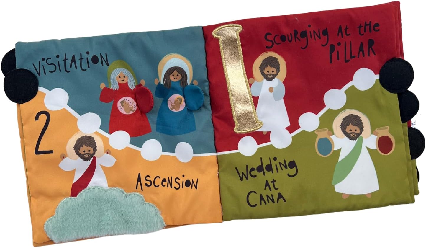 Rosary Quiet Book for Babies and Toddlers - Explore The Mysteries of The Rosary Through Play - Interactive Faith-Based Sensory Learning - Ideal for Family Prayer and Baptism Gifts