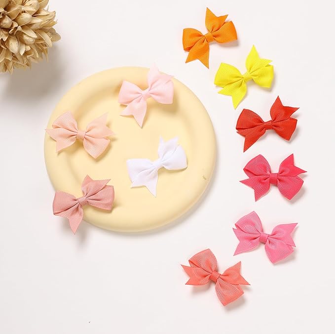 2.2 inch Hair Bows for Baby Girls,60PCS Grosgrain Boutique Solid Ribbon Mini Bows Alligator Clips for Baby Girls Newborns Toddler in Pairs