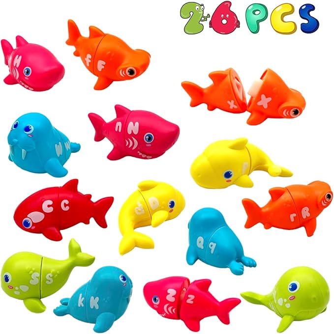 Alphabet Learning Toys, Sea Animals Color Matching Letter Game for Toddlers,Montessori Fine Motor Skills Preschool Learning Toys for 2 3 4 Years Old (26Pcs Ocean Animals)