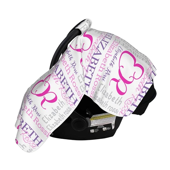 Personalized Monogram Name Pattern Baby Car Seat Canopy for Babies with Name, Customized Cowboy Stroller Car Seat Covers for Girls, Minky Nursing Carseat Cover for Breastfeeding, Newborn, Infant